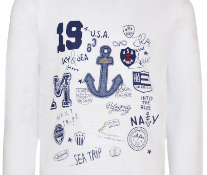 ΜΠΛΟΥΖΑ βαμβακερή ΕΠΟΧΙΑΚΗ  ΑΓΟΡΙ ΒΕΒΕ  ΛΕΥΚΟ NAVY THEME