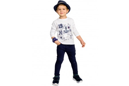 ΜΠΛΟΥΖΑ βαμβακερή ΕΠΟΧΙΑΚΗ  ΑΓΟΡΙ ΒΕΒΕ  ΛΕΥΚΟ NAVY THEME