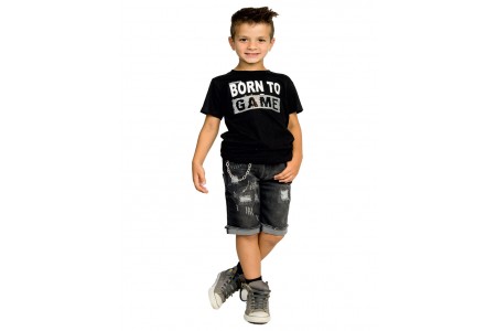 ΜΠΛΟΥΖΑ βαμβακερή  ΜΕ ΠΑΓΙΕΤΕΣ ΜΑΥΡΟ αγόρι