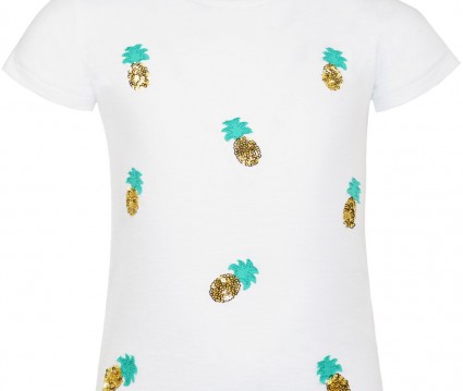 ΜΠΛΟΥΖΑ ΚΟΡΙΤΣΙ  ΛΕΥΚΟ με σχέδιο ανανάς σε παγιέτες