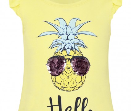 ΜΠΛΟΥΖΑ ΚΟΡΙΤΣΙ  σχέδιο ανανάς με παγιέτες ΚΑΝΑΡΙΝΙ