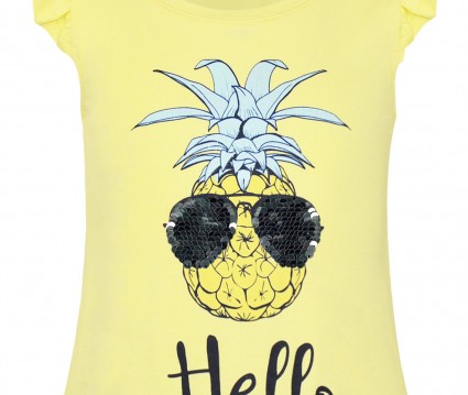 ΜΠΛΟΥΖΑ ΚΟΡΙΤΣΙ  σχέδιο ανανάς με παγιέτες ΚΑΝΑΡΙΝΙ