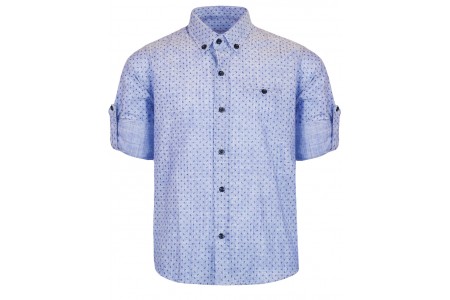 Πουκάμισο βαμβακερό με εμπριμέ μοτίβο και κουμπί στο μανίκι για μετατροπή σε κοντομάνικο