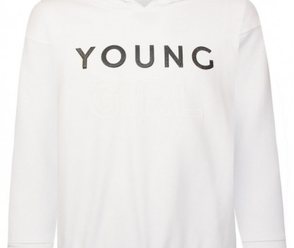 Μπλούζα φούτερ με κουκούλα και τύπωμα λευκό