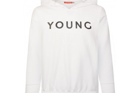 Μπλούζα φούτερ με κουκούλα και τύπωμα λευκό