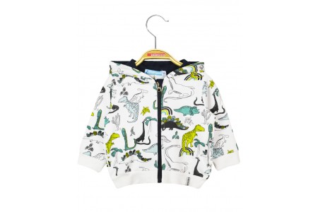 Ζακέτα βαμβακερή με κουκούλα και εμπριμέ μοτίβο δεινόσαυροι