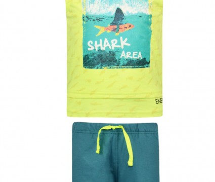 Σετ σορτς με ρίγα στο πλάι και μπλούζα αμάνικη με τύπωμα