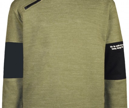 Μπλούζα πικέ φούτερ με γιακά και φερμουάρ