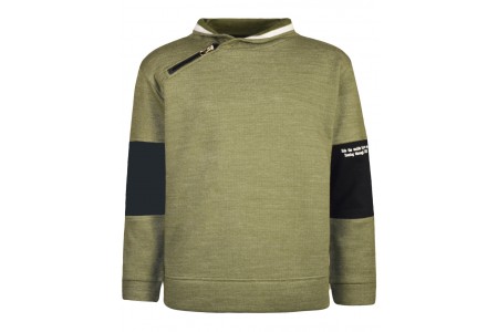 Μπλούζα πικέ φούτερ με γιακά και φερμουάρ