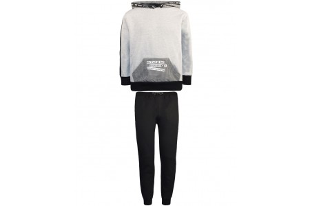 Φόρμα μπλούζα με tape στην κουκούλα και παντελόνι με τυπωμένη tape στο πλάι