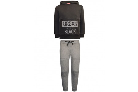 Φόρμα παντελόνι αχνούδιαστο φούτερ με διακοσμητικά φερμουάρ και μπλούζα φούτερ με κουκούλα τύπωμα