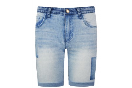 Ελαστική jean βερμούδα με ξεβάμματα
