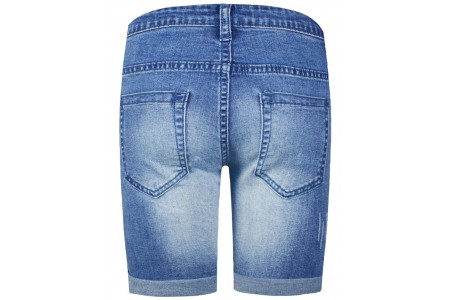 Ελαστική jean βερμούδα με ξεβάμματα