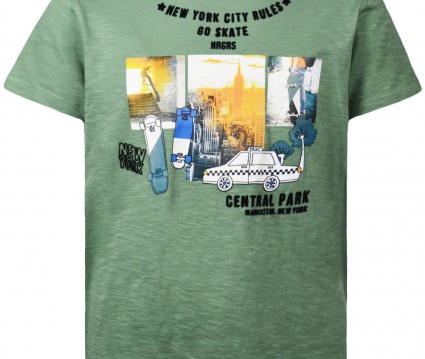 Βαμβακερή μπλούζα με τύπωμα σε φλάμα ύφασμα