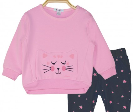 Σετ βαμβακερό μπλούζα φούτερ και παντελόνι με τύπωμα αστεράκια