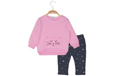 Σετ βαμβακερό μπλούζα φούτερ και παντελόνι με τύπωμα αστεράκια