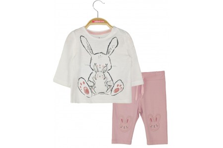  βρεφικό σετ μπλούζα και κολάν μακώ με σχέδιο λαγουδάκια