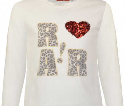 Μπλούζα με τύπωμα animal print και καρδιά με παγιέτες