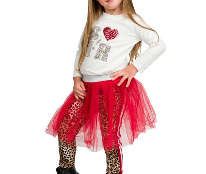 Μπλούζα με τύπωμα animal print και καρδιά με παγιέτες