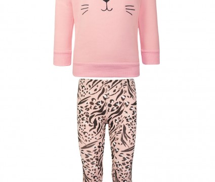 Σετ κολάν εμπριμέ και μπλούζα με κέντημα