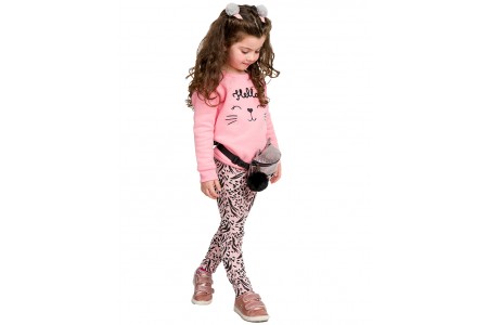 Σετ κολάν εμπριμέ και μπλούζα με κέντημα