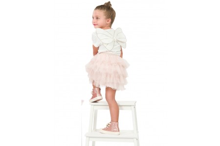 Φούστα τούλι με βολάν και χρυσές λεπτομέρειες