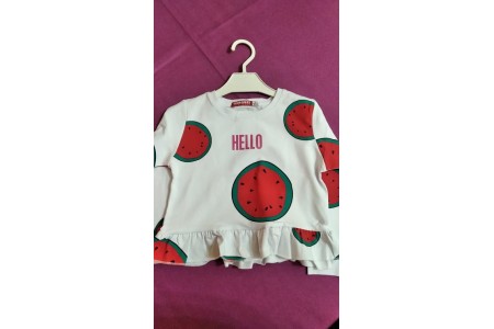 Μπλούζα φούτερ με βολάν στο κάτω μέρος τύπωμα καρπούζι