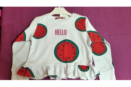 Μπλούζα φούτερ με βολάν στο κάτω μέρος τύπωμα καρπούζι