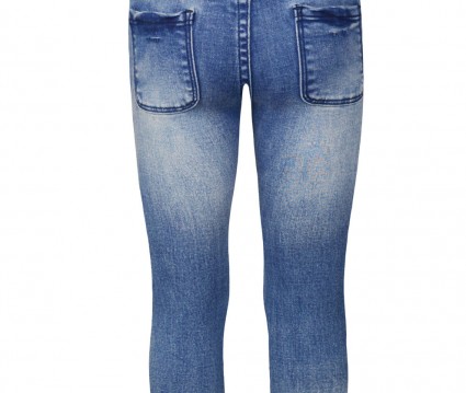 Παντελόνι τζην ελαστικό με λεπτομέρεια δαντέλα στις τσέπες