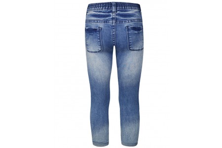 Παντελόνι τζην ελαστικό με λεπτομέρεια δαντέλα στις τσέπες