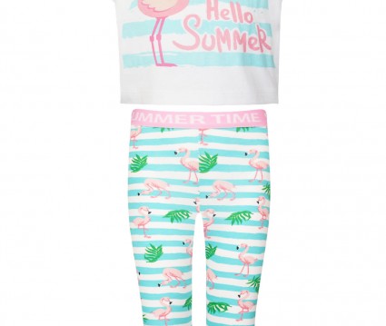 Σετ κολάν και μπλούζα τύπωμα φλαμίνγκο ΚΟΡΙΤΣΙ