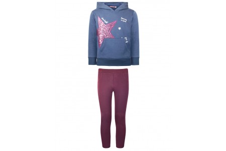 Σετ κολάν με παγιέτες στο πλάι και μπλούζα με κουκούλα και τύπωμα αστέρι με παγιέτες