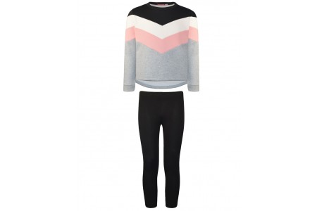 Σετ κολάν με έξτρα πάνελ στο πλάι και μπλούζα με αντίθεση χρωμάτων