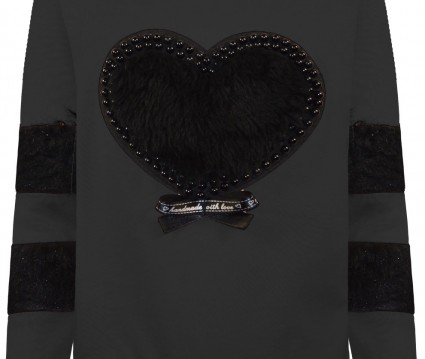 Μπλούζα με λεπτομέρειες γούνα και διασκοσμητικές χάντρες