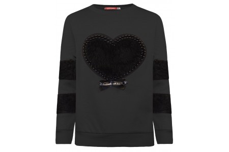 Μπλούζα με λεπτομέρειες γούνα και διασκοσμητικές χάντρες