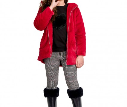 Μπλούζα με λεπτομέρειες γούνα και διασκοσμητικές χάντρες