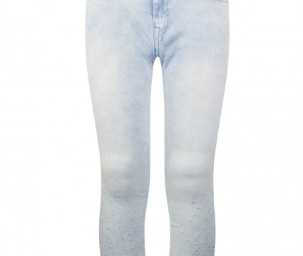 Παντελόνι τζην με διακοσμητικά στρας (διαθέτει εσωτερικό ρυθμιζόμενο λάστιχο μέσης)