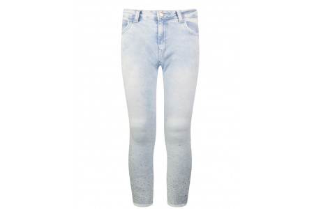 Παντελόνι τζην με διακοσμητικά στρας (διαθέτει εσωτερικό ρυθμιζόμενο λάστιχο μέσης)