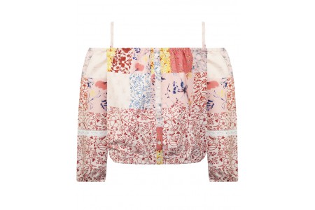 Τοπ εμπριμέ off-shoulder 