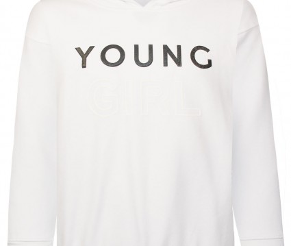 Μπλούζα φούτερ με κουκούλα και τύπωμα λευκό