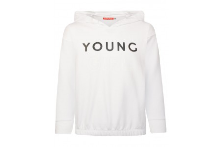 Μπλούζα φούτερ με κουκούλα και τύπωμα λευκό