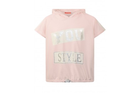 Μπλούζα βαμβακερή με κουκούλα και λάστιχο στο κάτω μέρος