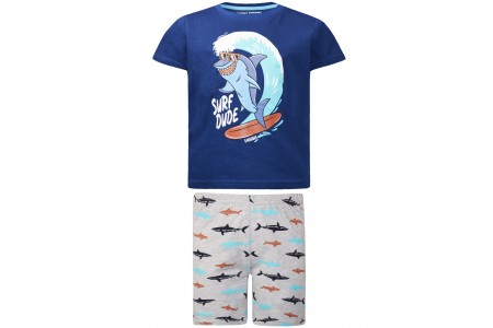 Πυζάμα βαμβακερή τύπωμα καρχαρίας