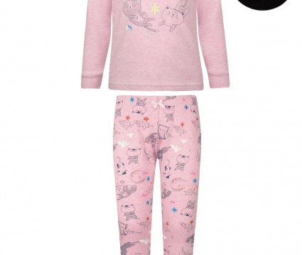 Πυζάμα τύπωμα γατούλες (φωσφορίζει στο σκοτάδι)