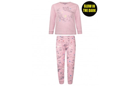 Πυζάμα τύπωμα γατούλες (φωσφορίζει στο σκοτάδι)