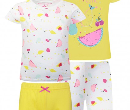 Πυζάμα (σετ 2 τμχ) βαμβακερή με τύπωμα φρούτα