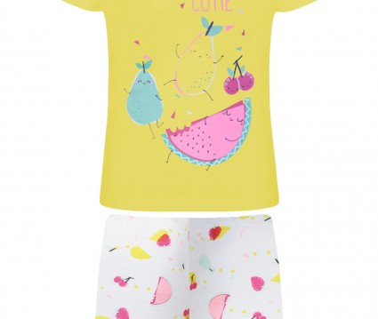 Πυζάμα (σετ 2 τμχ) βαμβακερή με τύπωμα φρούτα