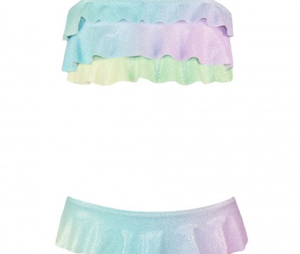 Μαγιώ σετ 2 τμχ με βολάν και διακοσμητικά φιογκάκια στο πάνω μέρος