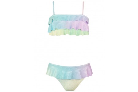 Μαγιώ σετ 2 τμχ με βολάν και διακοσμητικά φιογκάκια στο πάνω μέρος