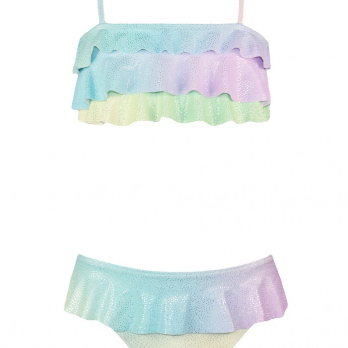 2 pcs swimming set with frills and decorative bows at the top part